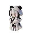 Cute Cartoon Character With Panda Hood White Hair And White Coat