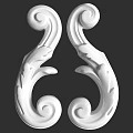 Ornamental White Architectural Corner Moldings With Carved Scrolls And Leaf Patterns 3d model