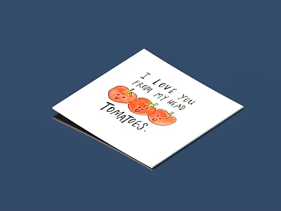 Cute Tomato Design Greeting Card Featuring I LOVE YOU TO THE MOON AND BACK Quote 3d model