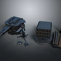 Advanced Weapon Components Featuring Cannon Launcher Ammunition Cylinders And Mechanical Parts