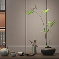 Minimalist Decorative Ornament Set with Bamboo Ceramic Vase Teapot and Natural Elements