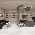 Modern Beauty Salon Interior With Elegant Reception Sofa Product Display Shelves And Professional Workstation