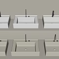 White Washbasins with Silver Faucets Display Multiple Modern Designs 3d model