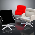 Modern Office Chairs Black Red And Beige With Armrests And White Wheeled Bases