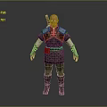 Medieval Warrior Man in Leather Armor with Sword on Back and Leather Boots
