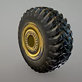 Heavy Duty Off Road Tire With Deep Tread And Yellow Metal Rim Design