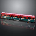 Red And Green Toy Train Model With Carriage Windows And Wheels Design