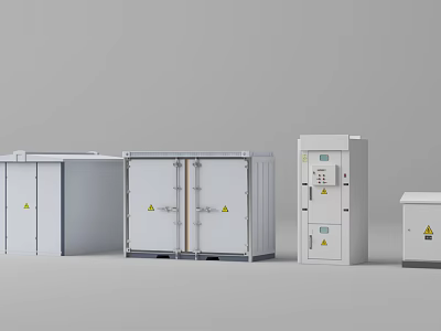 Industrial Equipment Enclosure Cabinets With Various Sizes Safety Warning Labels And Designs 3d model