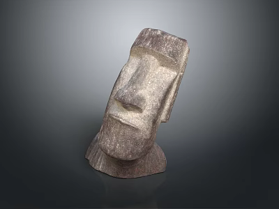 Artistic Stone and Wood Carved Sculpture Human Head Shape with Detailed Facial Features 3d model