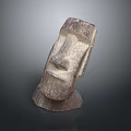 Artistic Stone and Wood Carved Sculpture Human Head Shape with Detailed Facial Features