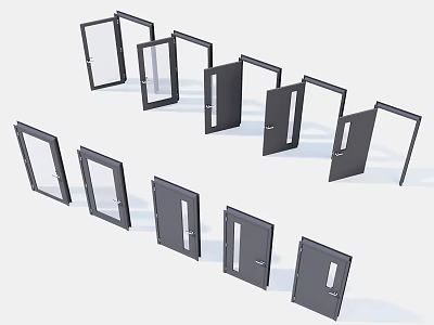 Modern Swing Doors With Glass Panels And Various Styles For Home Interior 3d model