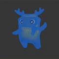 Adorable Cartoon Mythical Creature With Yellow Body Orange Antlers And Gray Mask