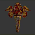 Futuristic Red And Yellow Space Spaceship With Sleek Design Cockpit And Star Emblems