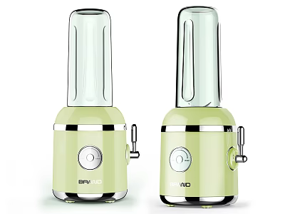 Two Light Green Blenders with Transparent Blending Cups Silver Buttons and Handles 3d model