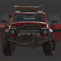 Red Off Road Vehicle With Roof Rack Modified Front Bumper And Black Tires 3d model