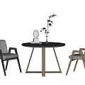 Modern Minotti Negotiation Table and Chair Combination Round Casual Table and Chair Combination 3d model