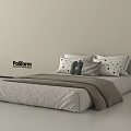 Poliform Minimalist Mattress With Light Gray Bedding Decorative Pillows And Soft Blanket