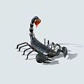 Realistic Reptile Scorpion With Black Body Orange Tail And Multiple Legs Isolated On Light Background
