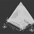 Pyramid Shaped Furniture With Black Frame White Curtain Small Pyramids And Red Decorations Around