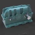 Heavy Duty Green Industrial Gearbox With Circular Components And Extending Shaft