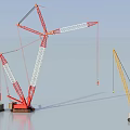 Industrial Heavy Duty Cranes Including Red And Yellow Lifting Construction Equipment