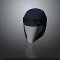 Dog Wearing Blue Helmet With Black Goggles And White Mask