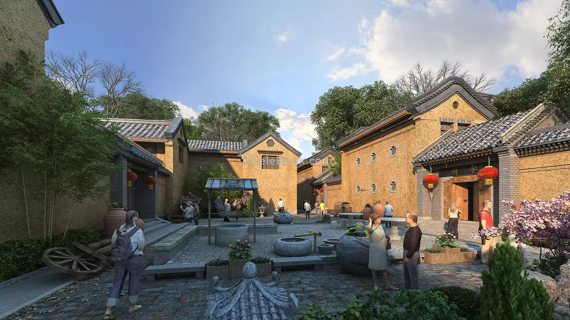 Chinese ancient building ancient building roadway earthen building 3d model
