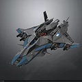 Futuristic Cosmic Spaceship Featuring Gray Blue Aerodynamic Design And Advanced