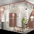 Elegant Clothing Store Interior With Mannequin Clothing Racks Decorative Lights Green Plant And Shoes