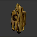Elegant Vintage Gold Jewelry Ring With Square Lock And Loop Design