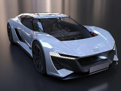 White Audi Sleek Modern Sports Car With Streamlined Body And LED Headlights 3d model