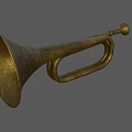 Vintage Brass Bugle Musical Instrument With Classic Design And Patina