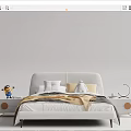 White Kids Bed With Minion Toy Matching Nightstand Gray Yellow Bedding Modern Simple Style