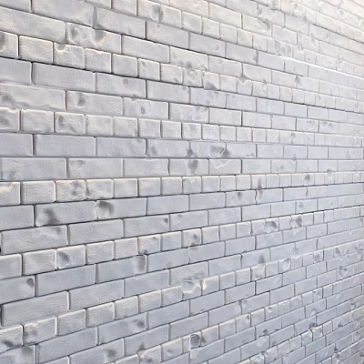 Gray White Brick Wall With Neatly Arranged Bricks And Textured Surface 3d model