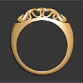 Gold Fashion Ring With Intricate Decorative Design On Top Surface Detail