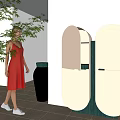 Modern Decorative Cabinet With Gold Green Finish And Indoor Plant Pottery