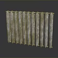 Vintage Rusty Metal Radiator With Vertical Bars And Dark Surface Reflection