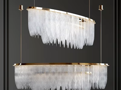 Modern Elegant Layered Circular Chandelier With Brass Frame And Crystal Icicle Design 3d model