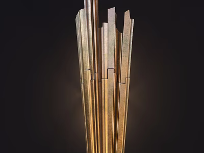 Modern Wall Lamp With Vertical Brass Strips For Contemporary Home Decor 3d model