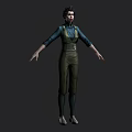 Game Movie Character in Green Overalls and Blue Shirt with Arms Outstretched Design