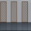Wooden Hinged Doors with Diamond Lattice Pattern for Modern Home Interior 3d model