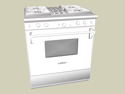 Modern Stainless Steel Gas Stove Oven Combo With Multiple Burners Kitchen Appliance 3d model