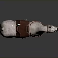 White Horse Model With Brown Saddle And Leather Reins Standing Still