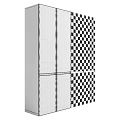 Modern Gray Wardrobe With Multiple Doors Smooth Surface And Sleek Metal Handles