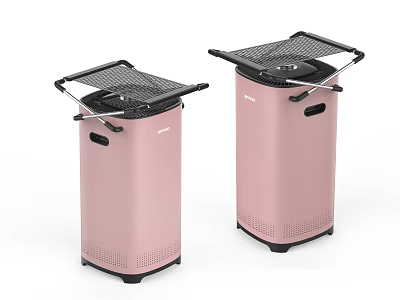 Pink Modern Trash Bins With Black Lids And Ventilated Design For Home Use 3d model