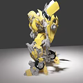 Yellow And Gray Robot Model With Mechanical Structure Joints And Armor