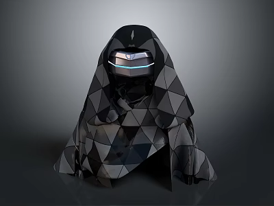 Geometric Pattern Cloak With Illuminated Mask And Angular Design Elements 3d model