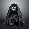 Geometric Pattern Cloak With Illuminated Mask And Angular Design Elements