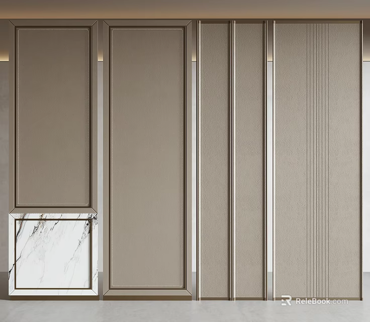 Modern Beige Wall Panels With Vertical Stripes And Framed Design For Interior Decor 3d model 