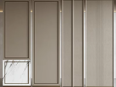 Modern Beige Wall Panels With Vertical Stripes And Framed Design For Interior Decor 3d model